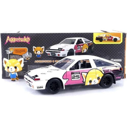 Jada Toys Sanrio 1:24 1986 Toyota Trueno Die-Cast Car & Aggretsuko Figure