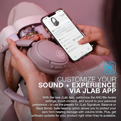 JLab JBuds Lux ANC Headphones – Mauve, Hybrid Noise Cancelling