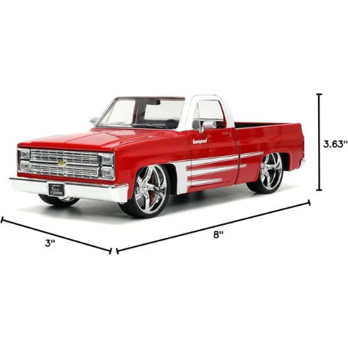 Trucks 1:2Just 4 1985 Chevy C10 Die-Cast Truck w/Tire Rack – Red/White