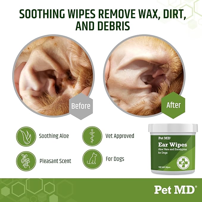 Pet MD Dog Ear Wipes – 100 Count