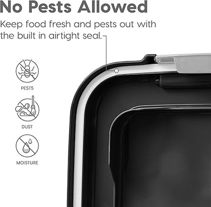 IRIS Pet Food Storage Combo – 30lb + 11lb Airtight Bins (Black)