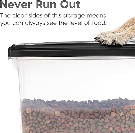 IRIS Pet Food Storage Combo – 30lb + 11lb Airtight Bins (Black)