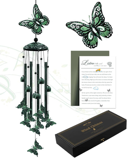 33" Green Butterfly Outdoor Wind Chimes