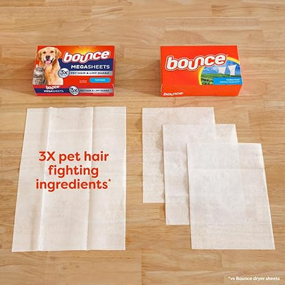 Bounce Pet Hair Guard Dryer Sheets – 180-Count, Fresh Scent, Mega Size