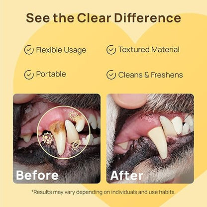 HICC Pet Teeth Wipes – Finger Toothbrush Wipes for Dogs & Cats, Plaque & Breath Care