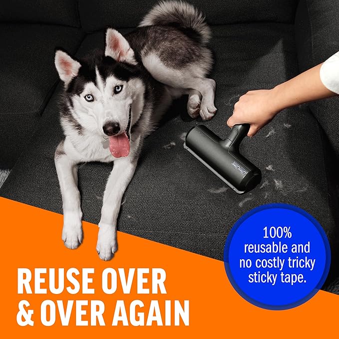 ChomChom Pet Hair Remover – Reusable Roller for Furniture & Clothing (Black)