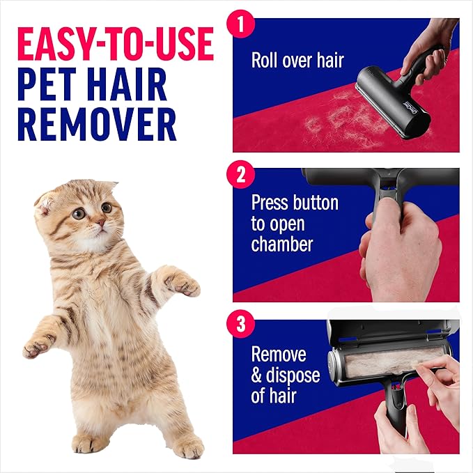 ChomChom Pet Hair Remover – Reusable Roller for Furniture & Clothing (Black)