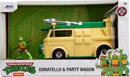 Teenage Mutant Ninja Turtles 1:24 Party Wagon Die-Cast Car & 2.75" Donatello Figure – Collectible Toy for Kids & Adults